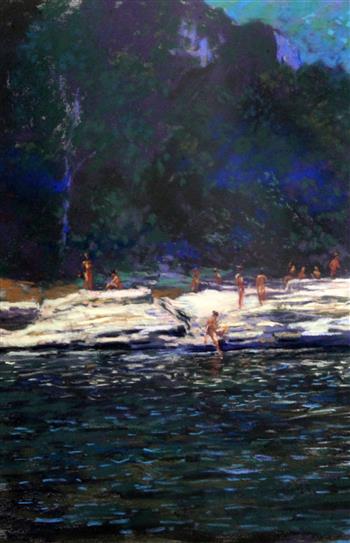 English School Nude bathers on the seashore, 16 x 11in.